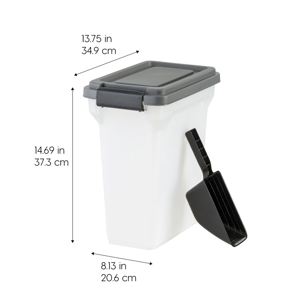 IRIS USA Dog Food Storage Container, Airtight Lid, 2-Cup Scoop, Up to 13 Pounds Pet Food Storage, Versatile Pet Food Bin, Treats, BPA Free, Dark Gray