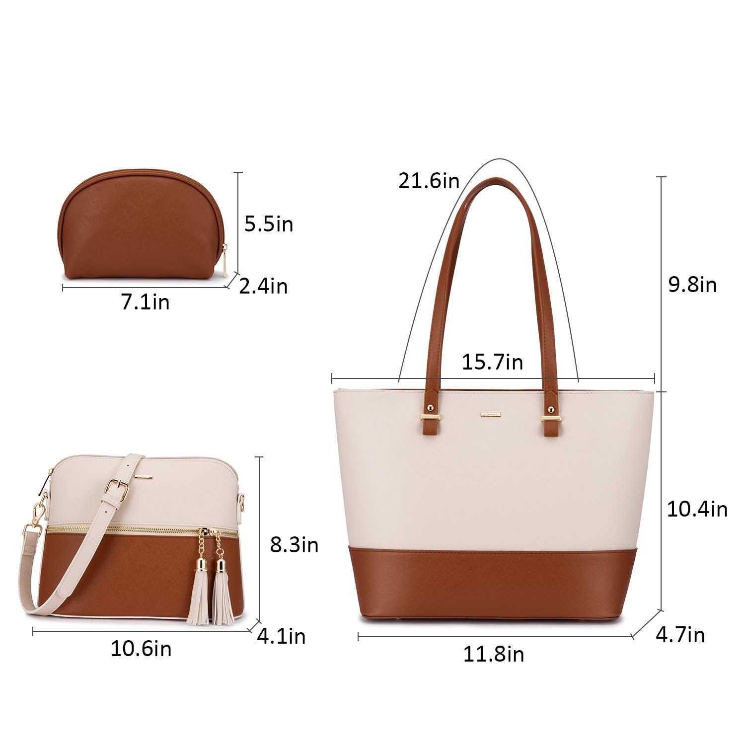 Handbags for Women Shoulder Bags Tote Satchel Hobo 3pcs Purse Set