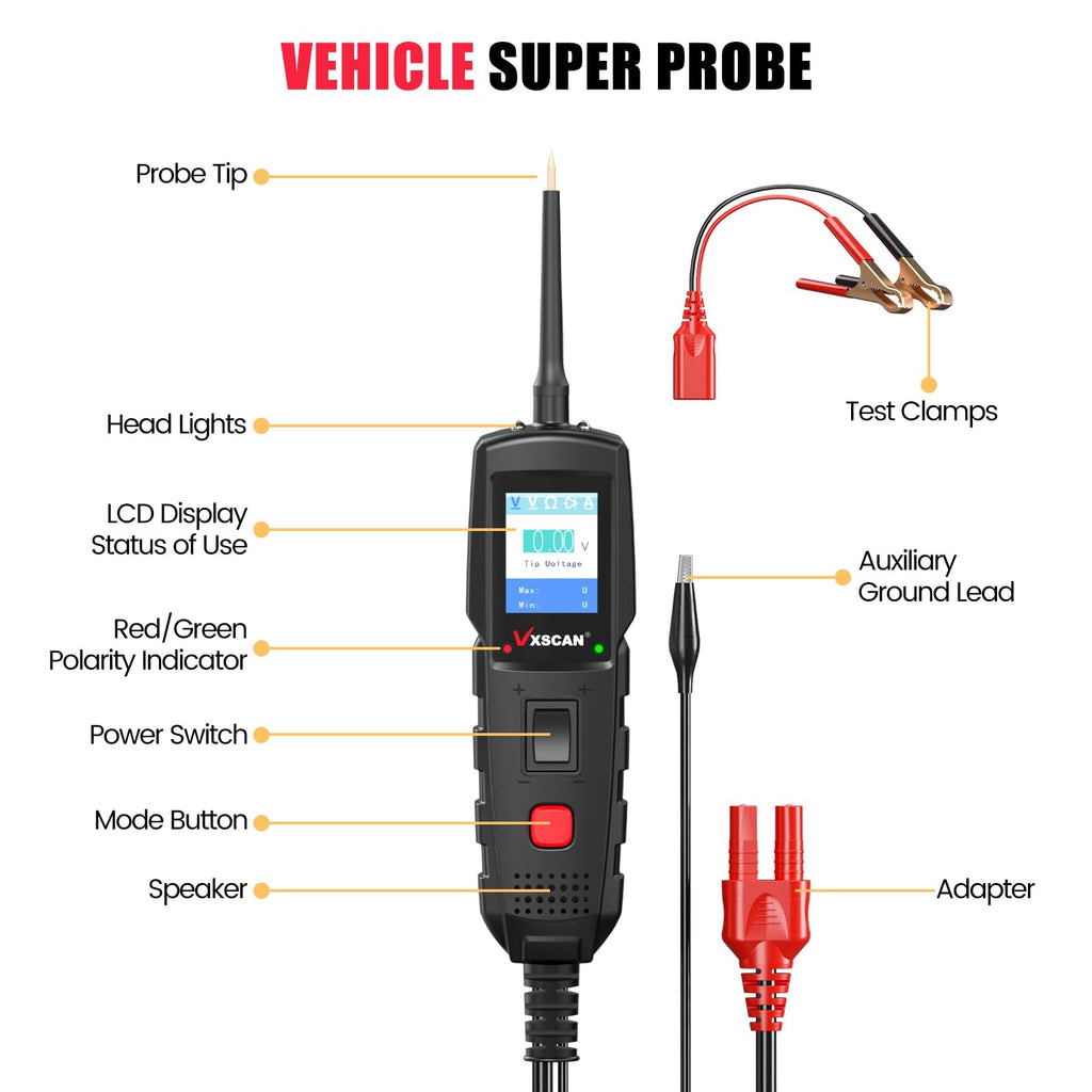 VXSCAN Automotive Power Circuit Probe Kit, Circuit Tester Breaker Finder Tool, 12/24V Short Open Breaker Circuit Finder Wire Tracer AC/DC Trailer Relay Fuse Test with 20FT Cord