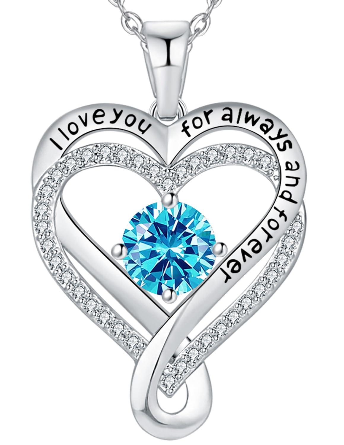 Necklaces for Women S925 Infinity Heart Turquoise Birthstone Jewelry for Women Wife Birthday Gift Ideas Anniversary Romantic Love Jewelry Girlfriend Mom Daughter Granddaughters December