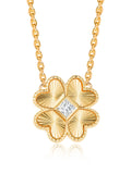 Moissanite Flower Pendant Necklace for Women Sterling Silver Simple Floral Simple Gold Necklace