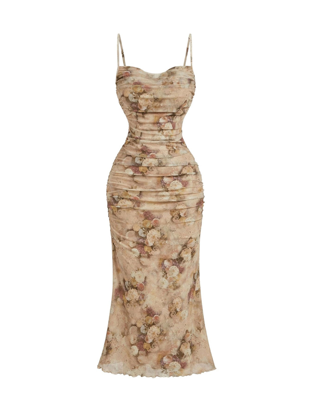 GORGLITTER Women's Floral Spring Summer Wedding Guest Dress Bridal Shower Cocktail Tea Party Beach Midi Sun Dress 2026 Brown Small