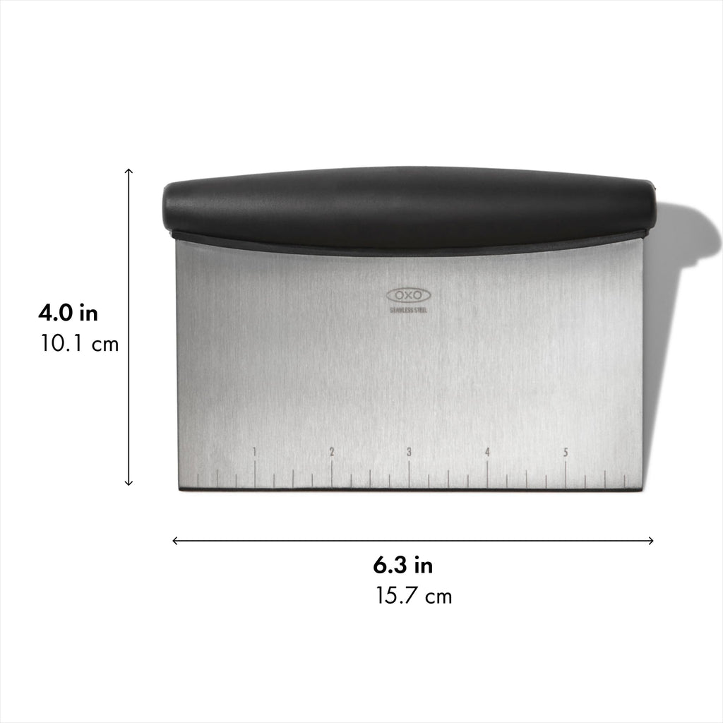 OXO Good Grips Stainless Steel Multi-Purpose Scraper & Chopper, Dough Cutter for Pizza, Bread and Cookie Dough, Multi-Purpose Vegetable Chopper, Dishwasher-Safe Kitchen Essential