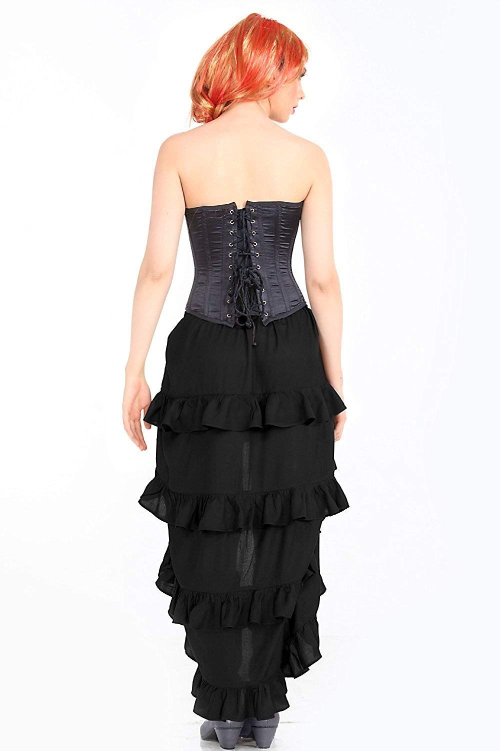 ThePirateDressing Steampunk Victorian Cosplay Costume Womens Gothic High-Low Show Girl Skirt C1367-Black-M