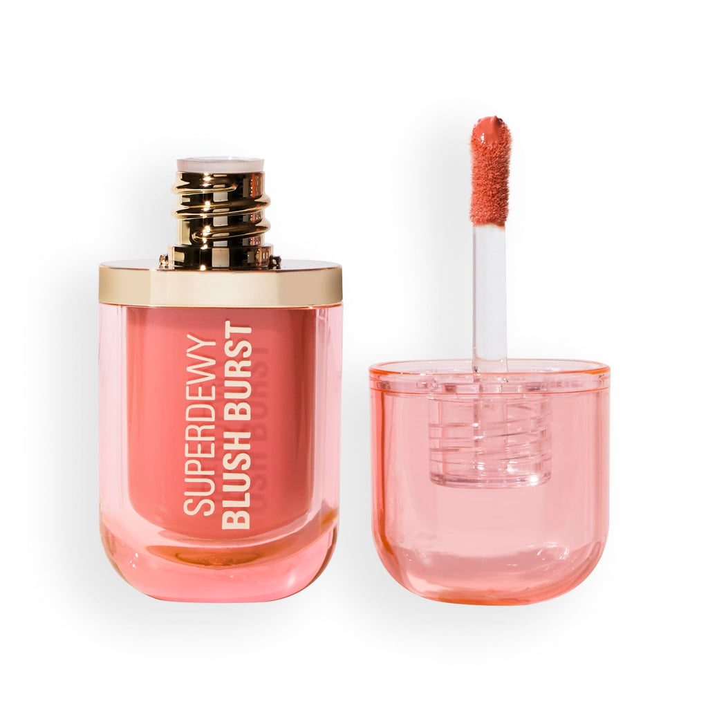 Revolution Beauty London, Superdewy Liquid Blush Burst, Buildable Color for Cheek, Serum Formula with Peptides & Hyaluronic Acid, Vegan & Cruelty-Free, Peach Spritz, 0.14 oz