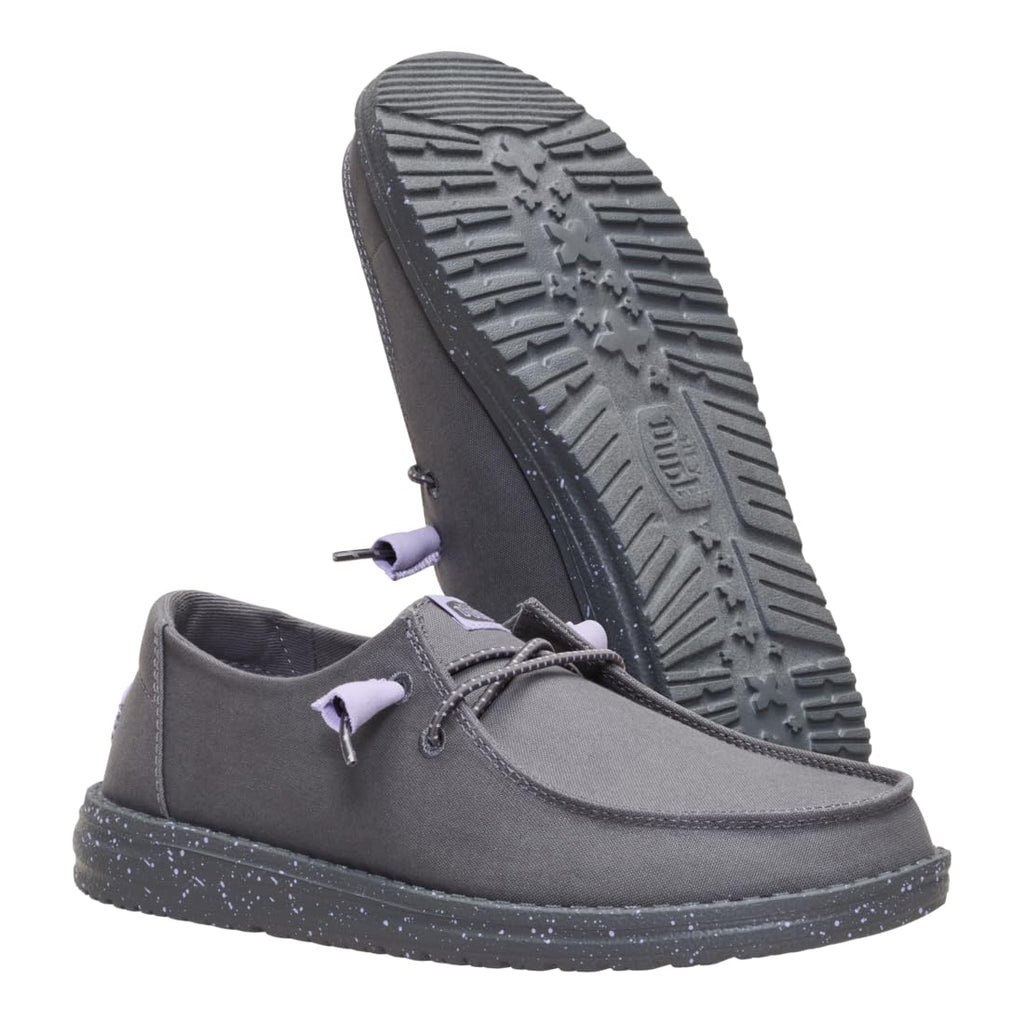 HEYDUDE Wendy Canvas Dark Grey Size 8, Women’s Shoes, Slip-on Loafers, Comfortable & Light-Weight