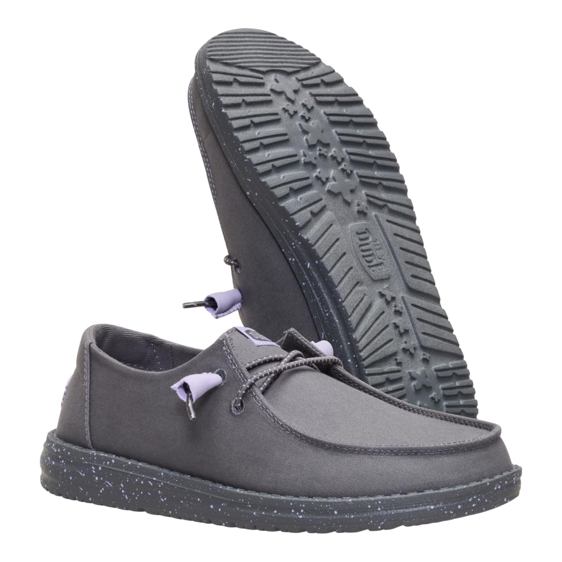HEYDUDE Wendy Canvas Dark Grey Size 8, Women’s Shoes, Slip-on Loafers, Comfortable & Light-Weight