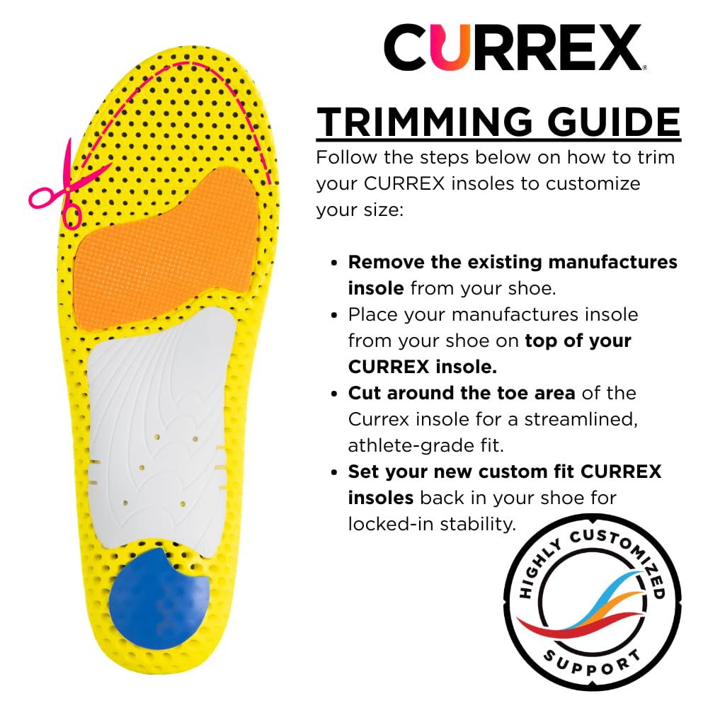 CURREX RunPro Insoles for Running Shoes, Arch Support Inserts to Help Reduce Fatigue, Prevent Injuries, Boost Performance for Men & Women (Medium Arch, Size Large)