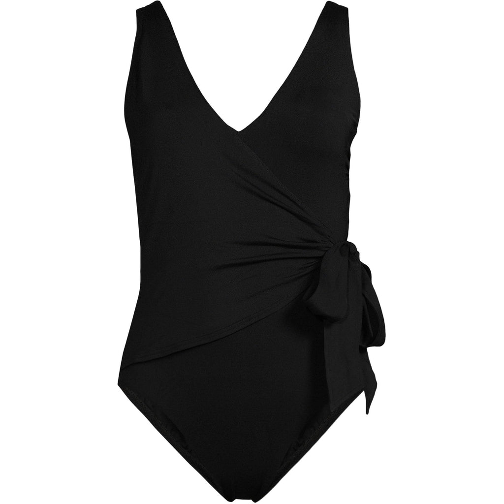 Lands' End Women's Side Tie Wrap One Piece Swimsuit 2 Black