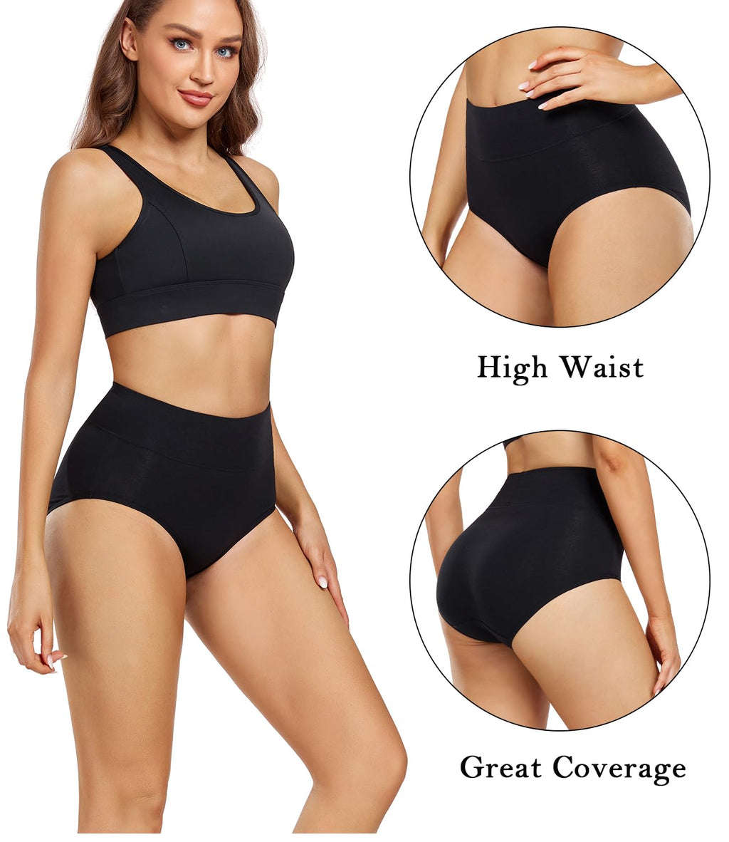 wirarpa 4 Pack Women's Cotton Postpartum Underwear High Waisted Ladies Panties Full Coverage Briefs Assorted X-Large