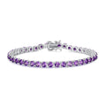FANCIME Sterling Silver Tennis Bracelet Created Amethyst Tennis Bracelet February Birthstone Wedding Bridal Prom Fine Jewelry Gift For Women, Length 7.2 Inch Width 4mm