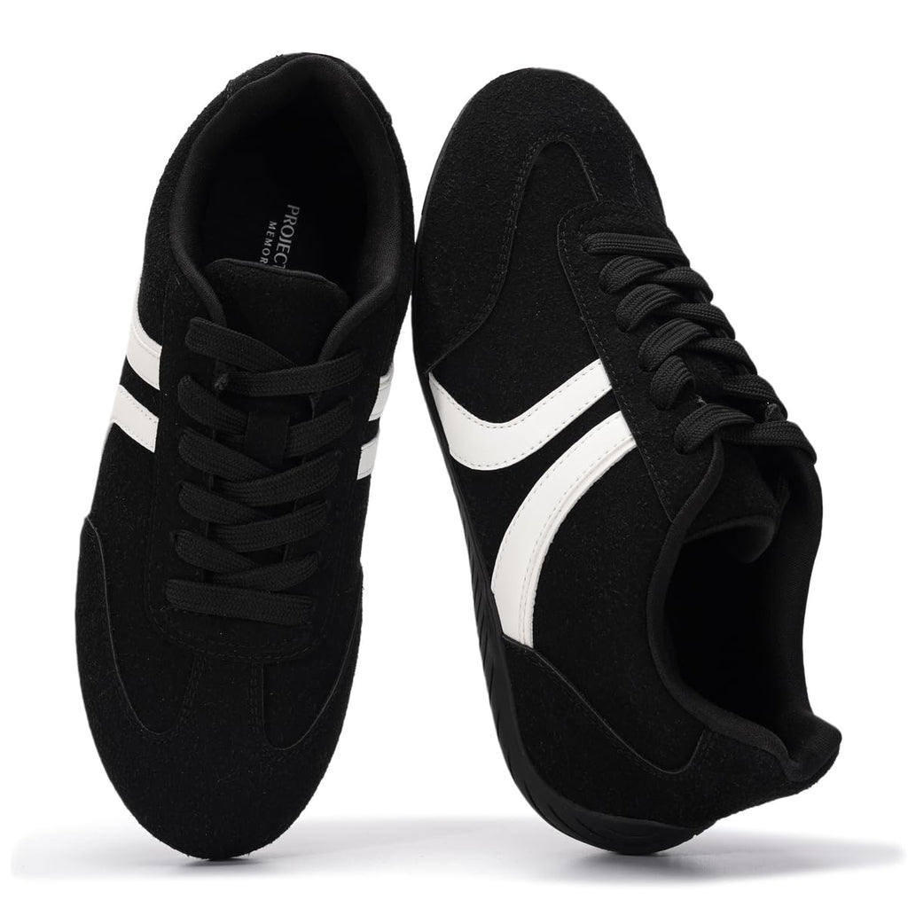 Project Cloud Barefoot Shoes Women – Memory Foam Lace-Up Womens Sneakers – Lightweight & Non Slip Womens Shoes Casual – All-Day Women's Fashion Sneakers for 2026 (Goal, BLK,7)