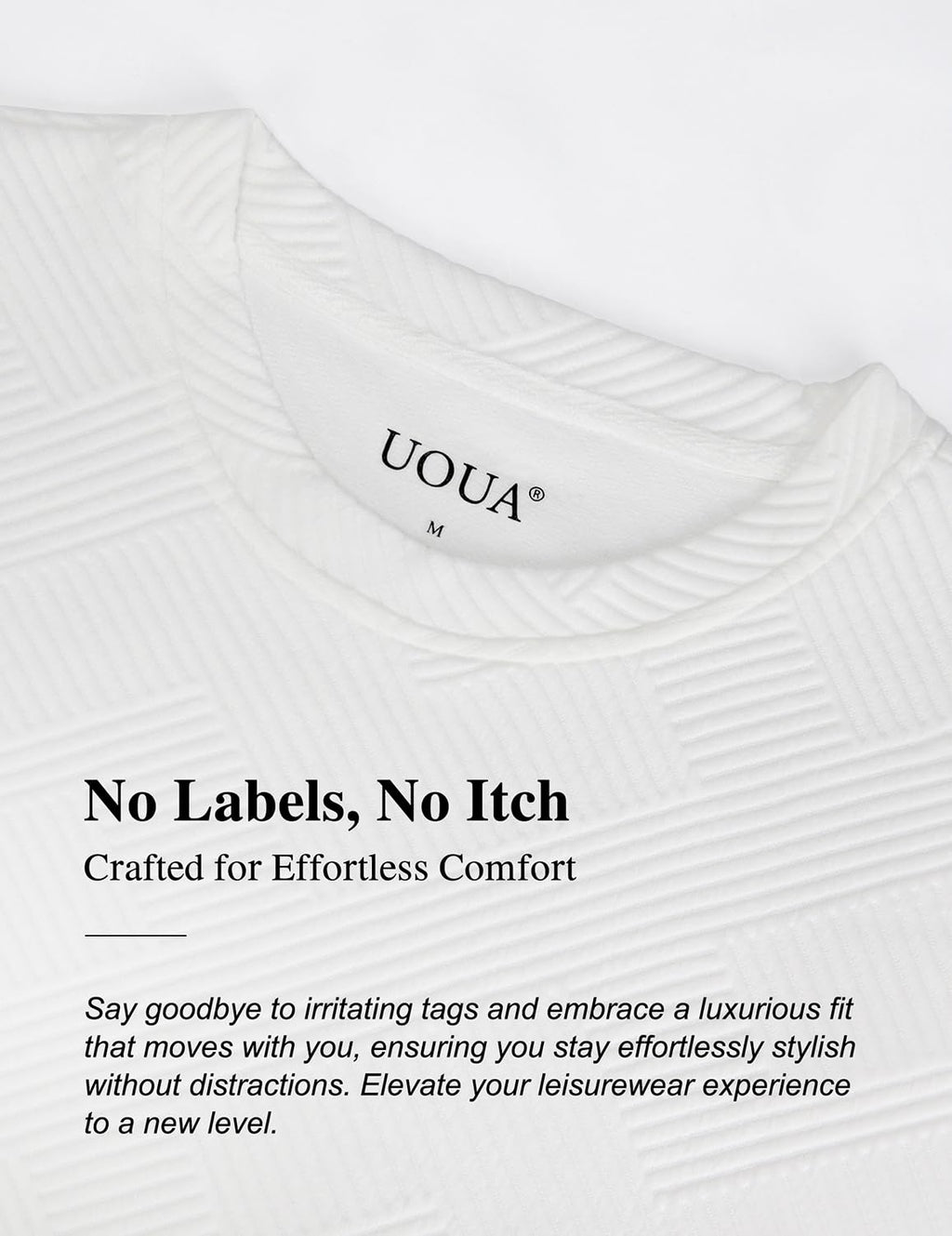 UOUA Mens Short Sets 2 Piece Summer Outfits Casual Short Sleeve Crew-Neck Shirts & Shorts Track Suit Jogging Loungewear White S