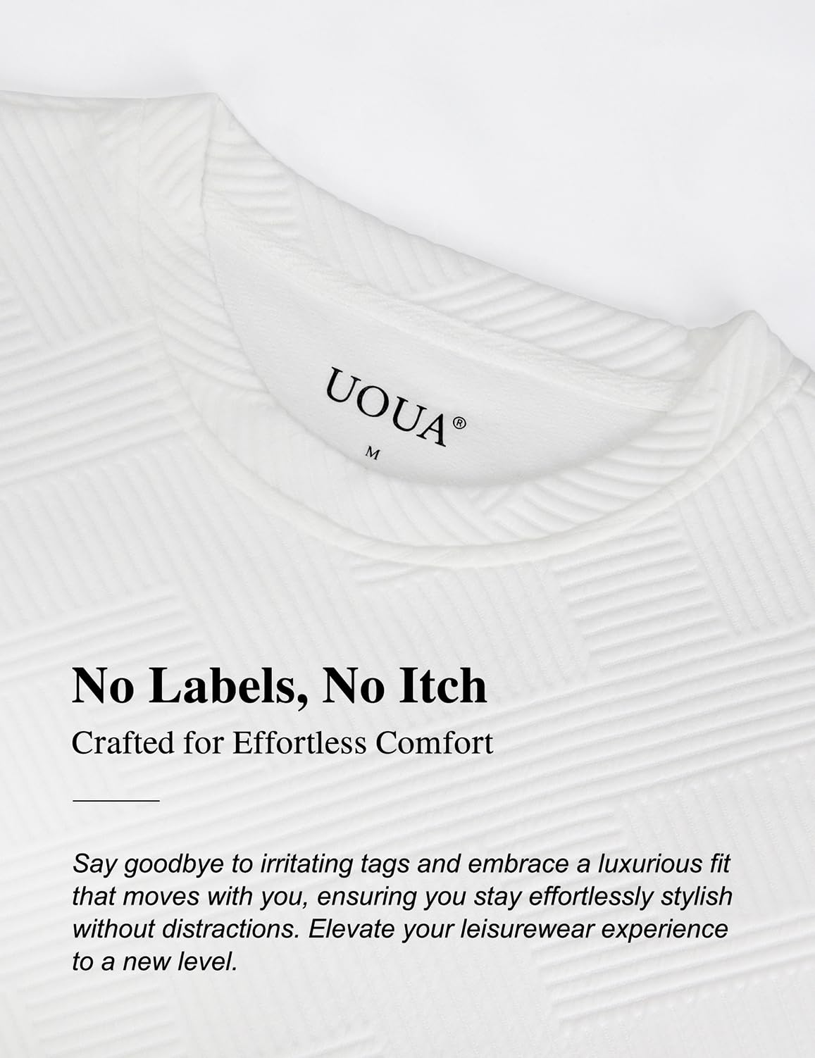 UOUA Mens Short Sets 2 Piece Summer Outfits Casual Short Sleeve Crew-Neck Shirts & Shorts Track Suit Jogging Loungewear White S