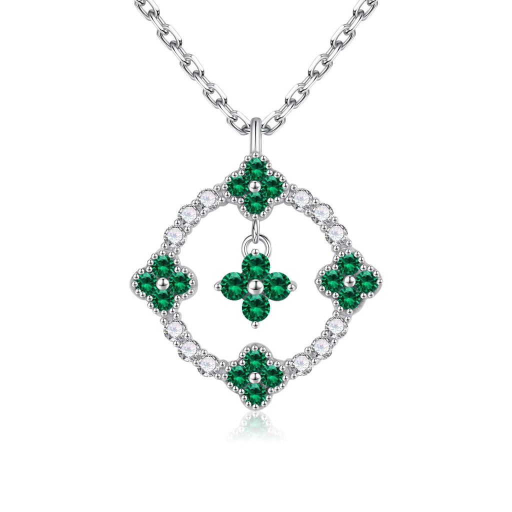 Iefil Mothers Day Birthday Gifts for Mom - Anniversary Mother's Day Jewelry Gifts | Four Leaf Clover Necklace Birthstone Necklace for Women, May Emerald Green Birthstone Clover Necklaces