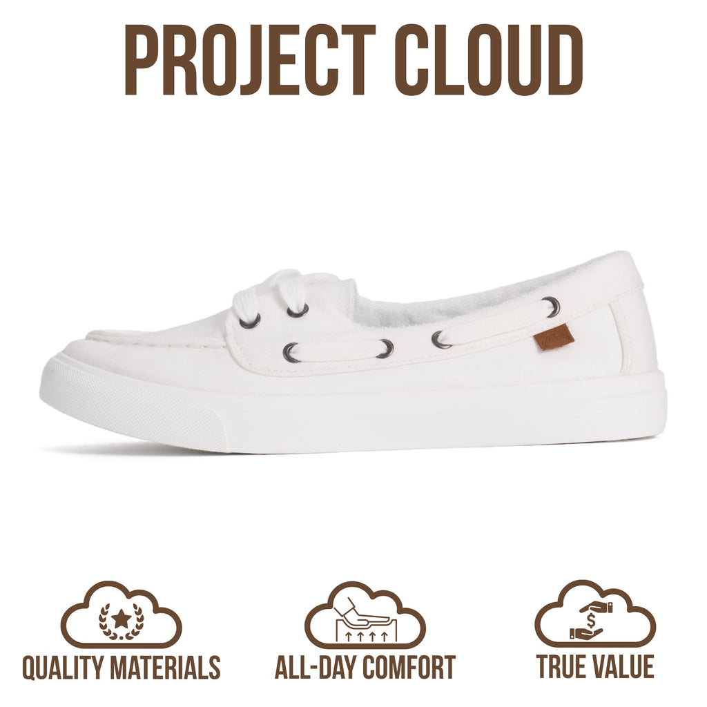 Project Cloud Canvas Sneakers for Women - Memory Foam Slip On Shoes Women Footwear - Lightweight and Non Slip Fashion Sneakers (Seasalt, WHITCVS,8M)