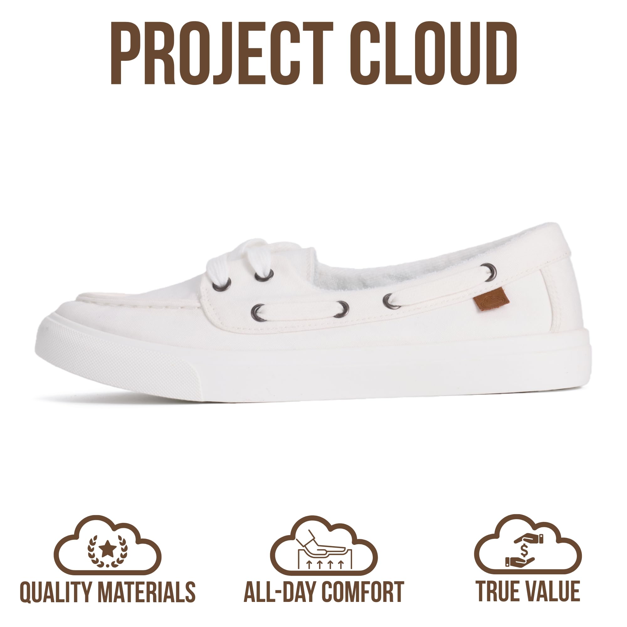 Project Cloud Canvas Sneakers for Women - Memory Foam Slip On Shoes Women Footwear - Lightweight and Non Slip Fashion Sneakers (Seasalt, WHITCVS,8M)