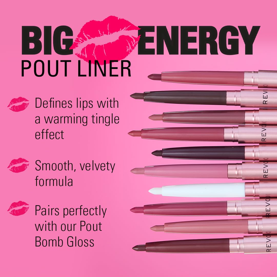 Revolution Beauty London, Pout Bomb Plumping Lip Liner, Long-Lasting Lip Shaper with Hyaluronic Acid & Vitamin E, Vegan & Cruelty-Free, Brown Nude