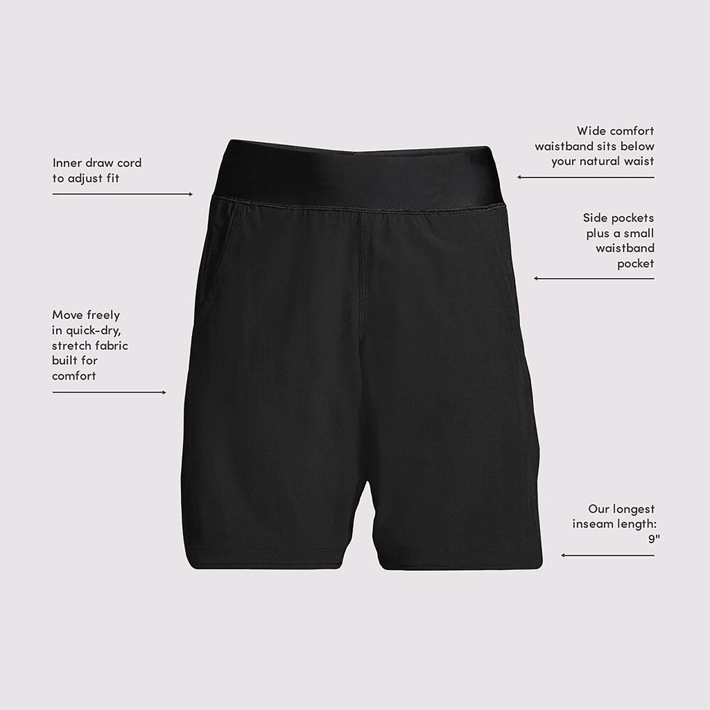 Lands' End Womens Sunshade UPF 50 9 Inch Board Shorts with Panty Black Petite 0