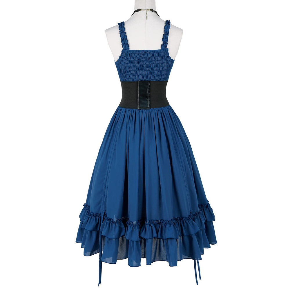 yiranyijiu Women's Steampunk Dress Renaissance Victorian Costume Women Gothic High Low Dresses(LYQ0015BUS,XL)