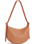 BOSTANTEN Purses for Women Crescent Crossbody Bag Vegan Leather Shoulder Hobo Handbag Adjustable Strap, Small Brown