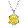 ALQDLI 925 Sterling Silver Necklaces for Women, 2Ct Round Cut 8MM Yellow CZ 5A Cubic Zirconia Pendant 18"+2" Perfect Jewelry Gifts for Christmas Birthday Mothers Day