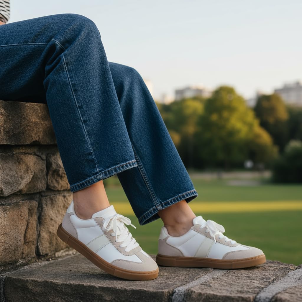 CUSHIONAIRE Balance Womens Sneakers, Casual Tennis Shoes for Women with Memory Foam and Slip Resistant Outsole, IVORY 11W