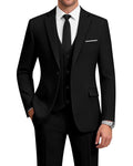 WULFUL Mens Suit 3 Piece Slim Fit Suits for Men One Button Blazer Jacket Pants Tuxedo Suit Set for Prom, Wedding and Business Black