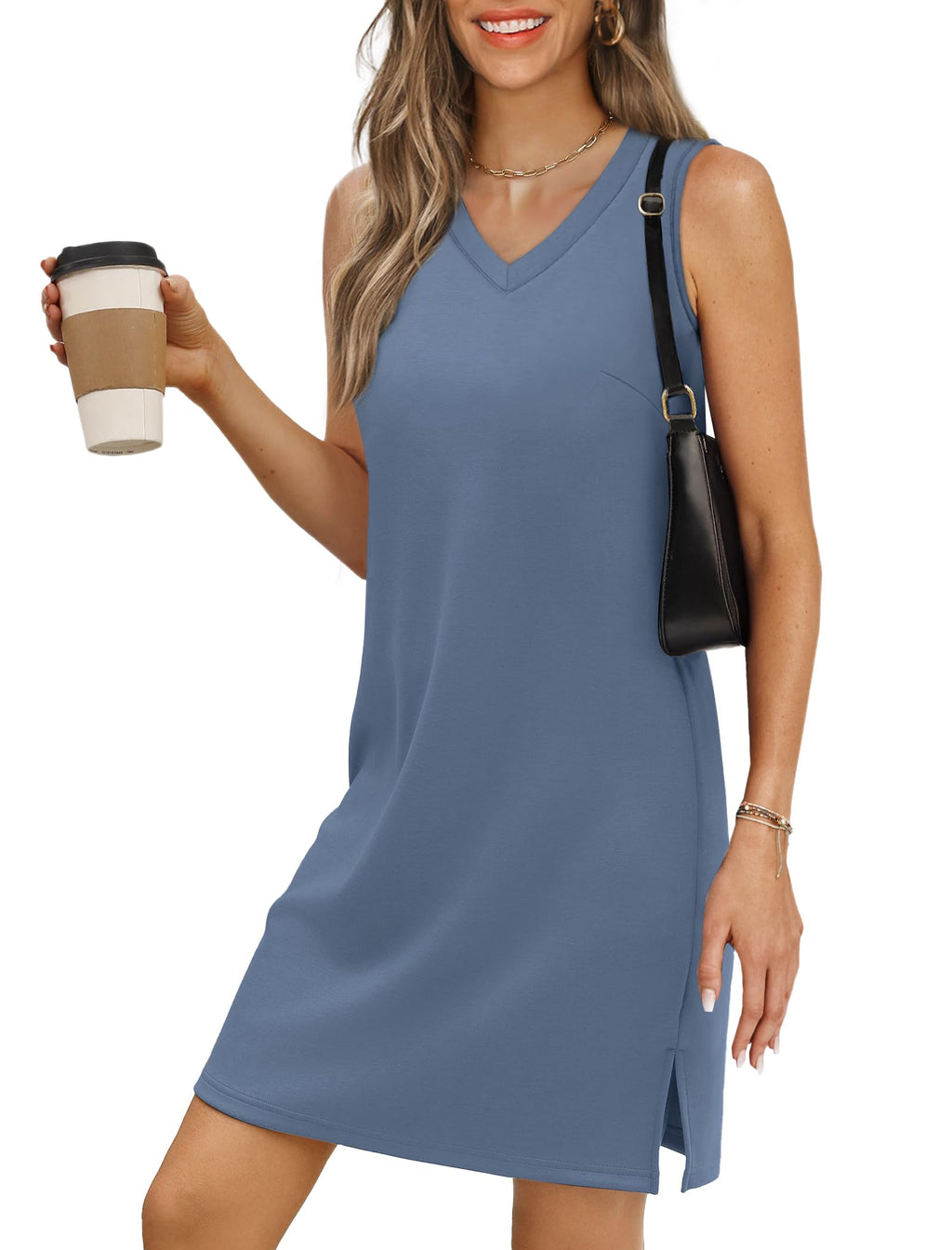 BKRIVE V-Neck Summer Casual Beach Dress for Women 2026 Vacation Women's Sleeveless Sundress with Split
