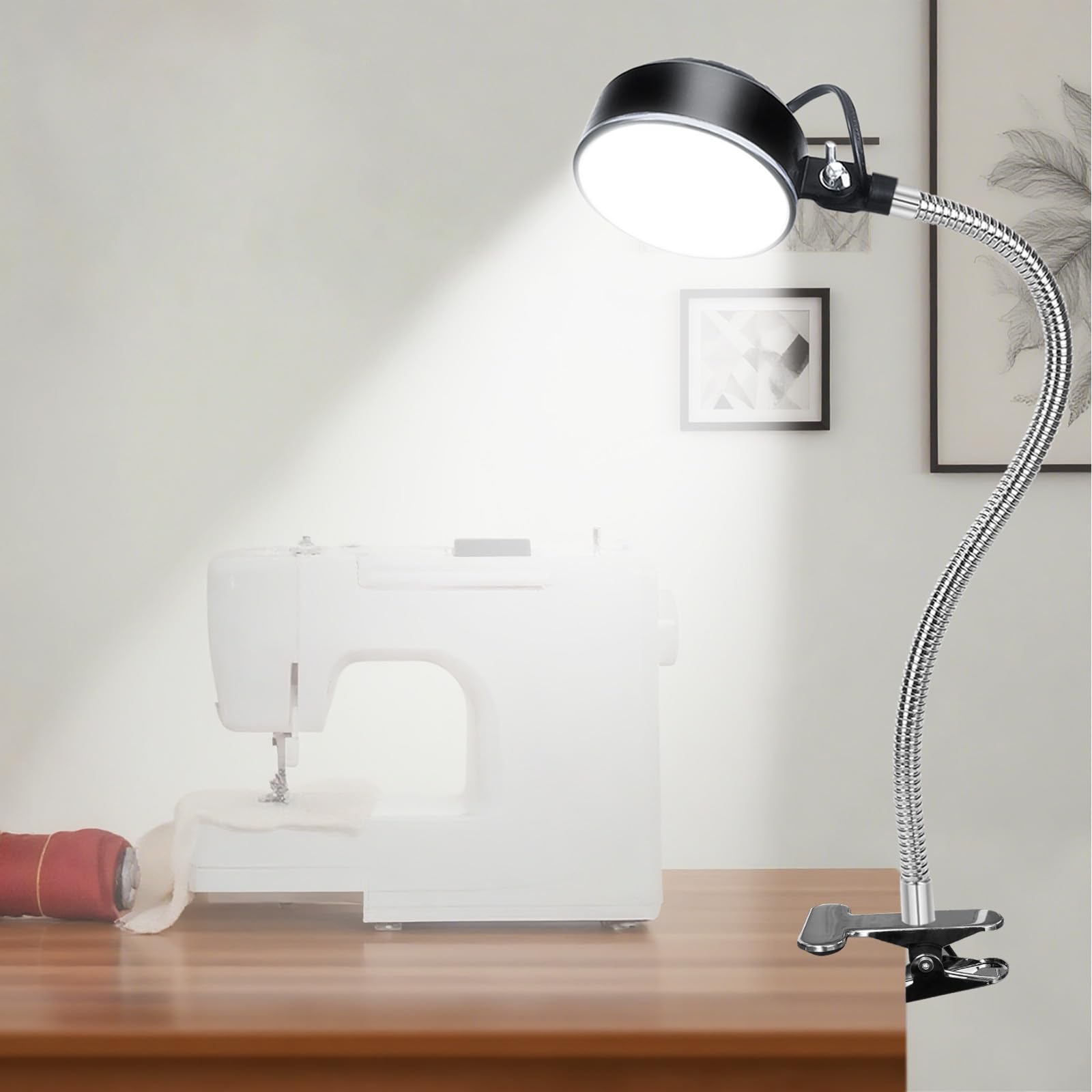 WangJiaTai Magnetic Work Light, LED Machine Light, Work Light with Flexible & Magnetic Base, Shop Tool Lamp for Lathe, Work Bench, Sewing Machine, Bandsaw, Industrial Lighting, 2000 Lumens, Black