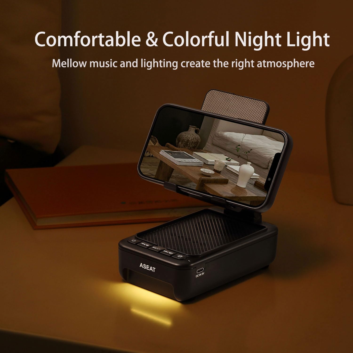 Gifts for Men Him, Cell Phone Stand with Bluetooth Speaker&Led Color Changing Light, Unique Gifts for Women Dad Her Husband, Cool Tech Gadget Wireless Speaker, Birthday Gifts for Men, Ideal Gifts