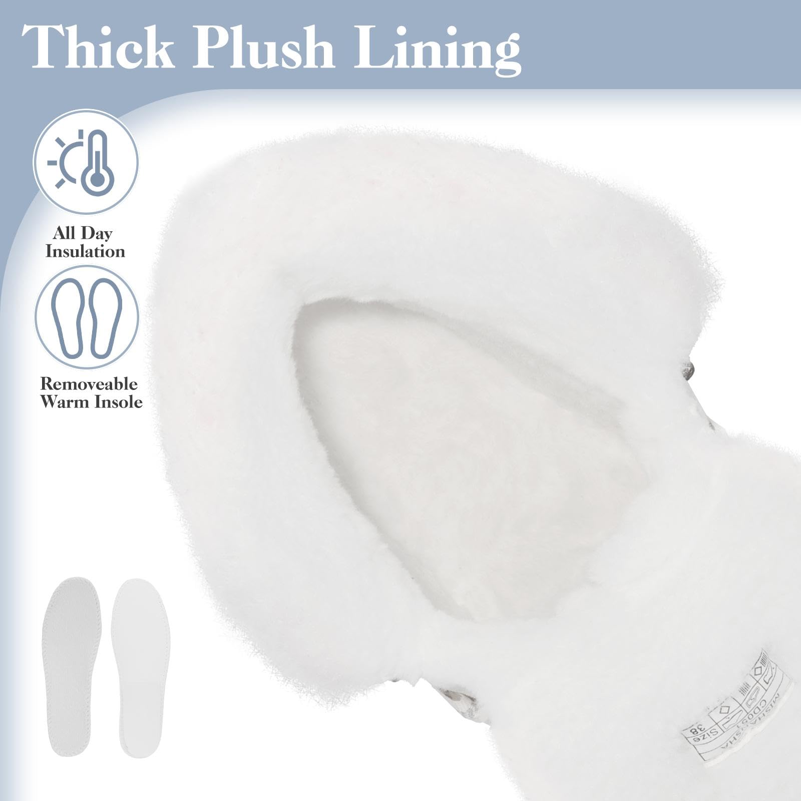 Mishansha Women's Winter Snow Boots Water-Resistant Warm Fur Lined Ankle Hiking Boot Non-Slip Outdoor Cold Weather Shoes White Size 10