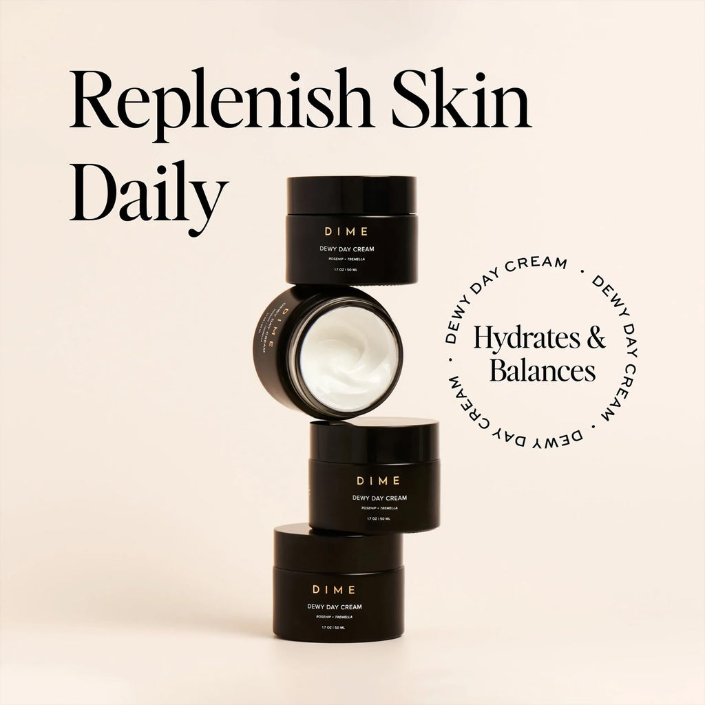 DIME Beauty Dewy Day Cream, Morning Face Moisturizer with Rosehip Oil and Tremella Snow Mushroom, 1.7 oz / 50 ml