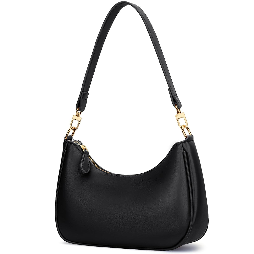KKXIU Shoulder Bag for Women Cute Hobo and Tote Handbags Retro Clutch Underarm Purse with 2 Removable Straps (Black)