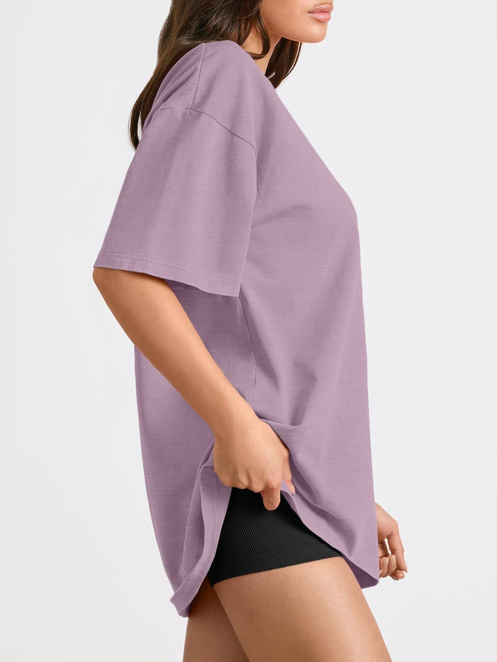 Trendy Queen Womens Oversized Sleep T Shirts Plus Size Capsule Wardrobe Tops Short Sleeves Fashion Workout Clothes 2026 DarkPink L