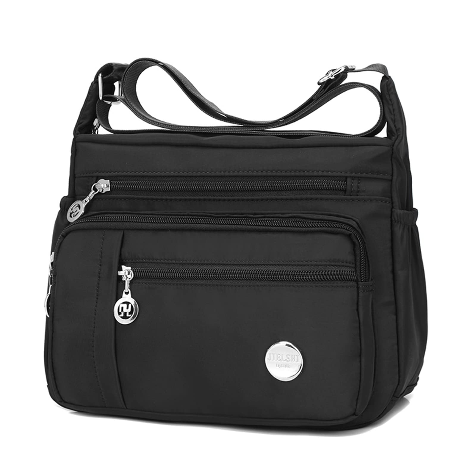 Blostirno Women's Crossbody Bag Nylon Waterproof Shoulder Handbags Purses Travel Bags with Muitipockets Black L