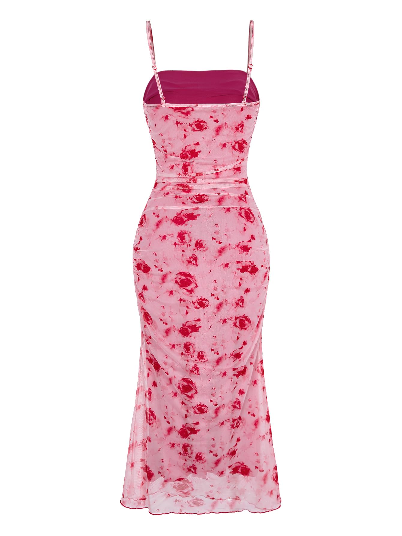 GORGLITTER Women's Floral Spring Summer Wedding Guest Dress Bridal Shower Cocktail Tea Party Beach Midi Sun Dress 2026 Hot Pink Floral Small
