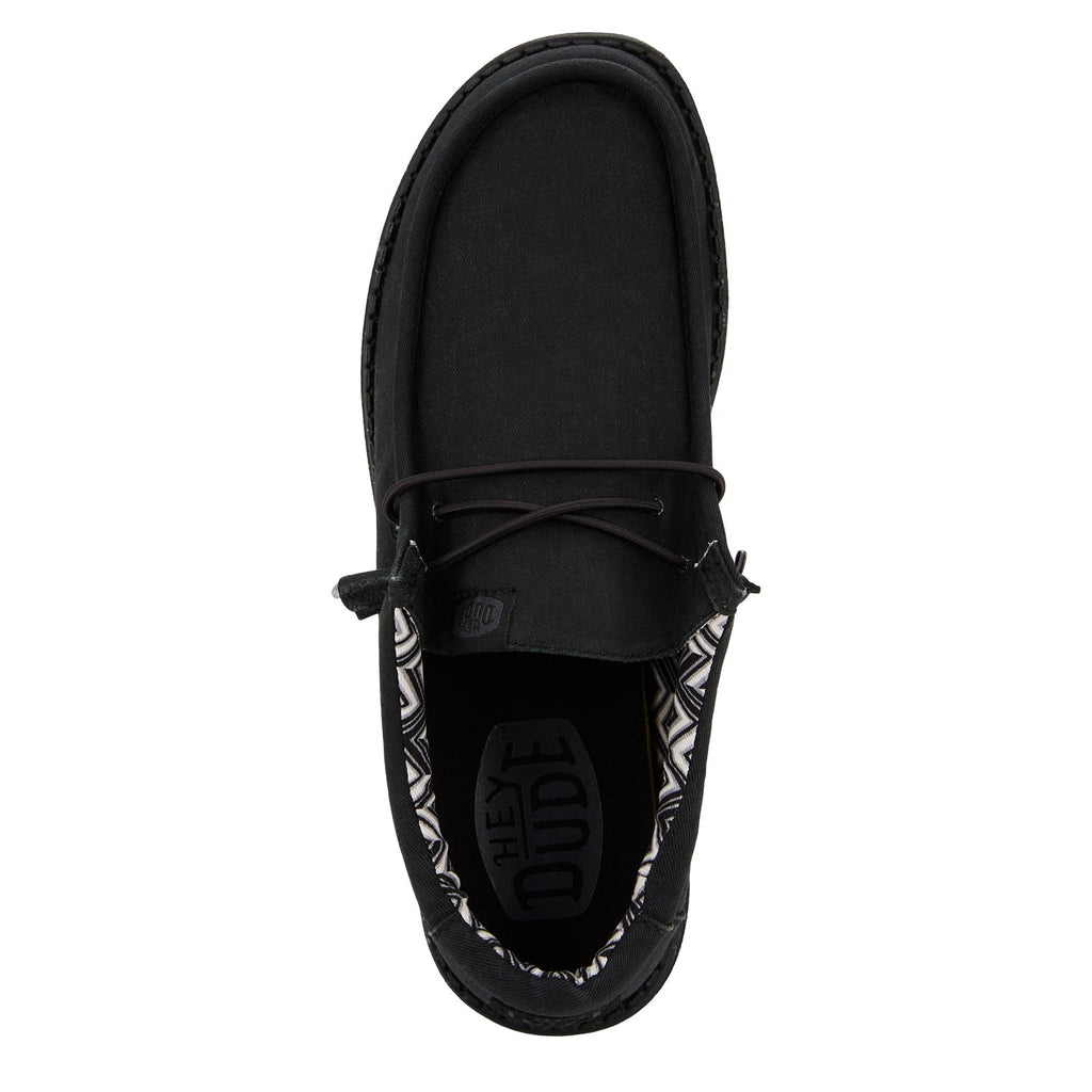 HEYDUDE Men's Wally Stretch Canvas Black/Black Size 12 | Men's Shoes | Men Slip-on Loafers | Comfortable & Light-Weight