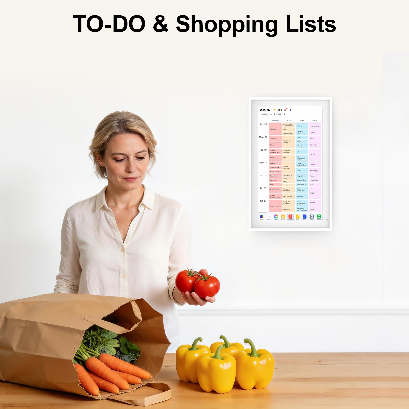 Linkdaze Digital Calendar 15.6" Digital Wall Planners for Family Schedules, Electronic Calendar with 1920*1080 Interactive Touchscreen, Digital Photo Frame Built-in 64GB Memory, Smart Calendar-White