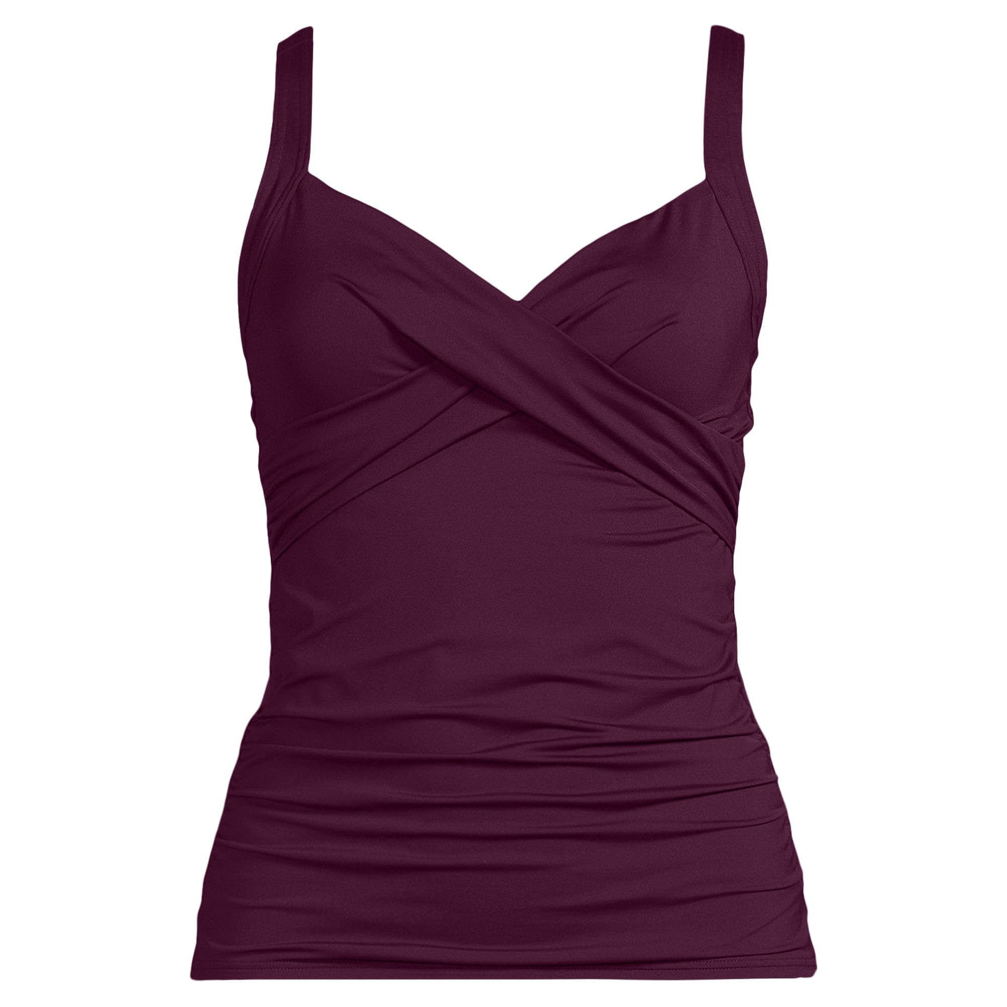 Lands' End Womens Sweetheart Wrap Underwire Tankini Top Dark Wine Regular 2