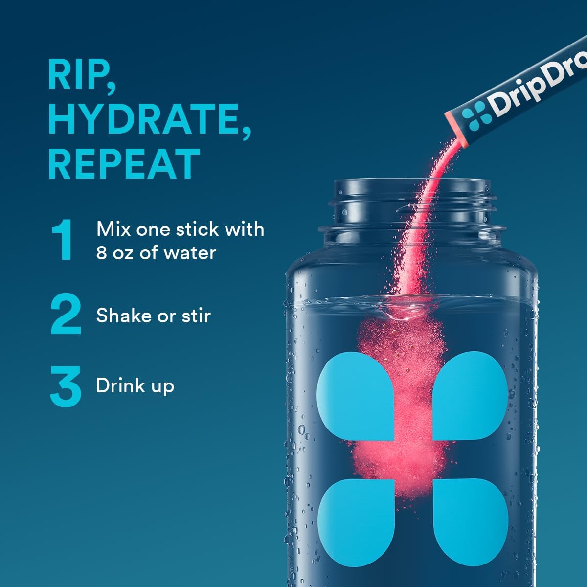 DripDrop Hydration Packets - Sunburst Variety Pack - Single Serve Electrolytes Powder Drink Mix - Lemon Lime, Strawberry, Peach, Black Cherry - Non-GMO, Gluten Free, Vegan - 16 Sticks