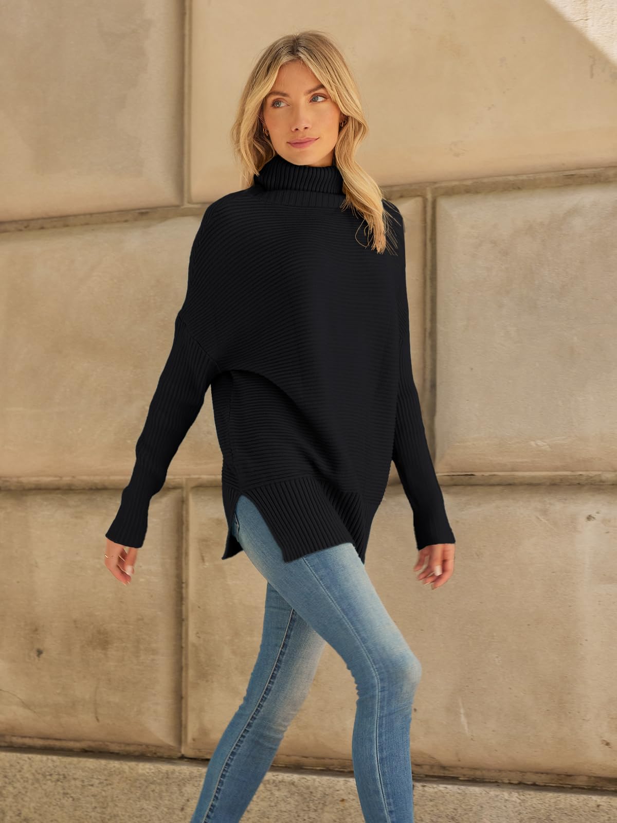 LILLUSORY Womens Turtleneck Oversized Tunic Early Fall Fashion Must Have Sweaters 2025 Casual Long Pullover Plus Size Winter Cute Poncho Cozy Work Old Money Clothes Outfits Clothing Tops Leggings