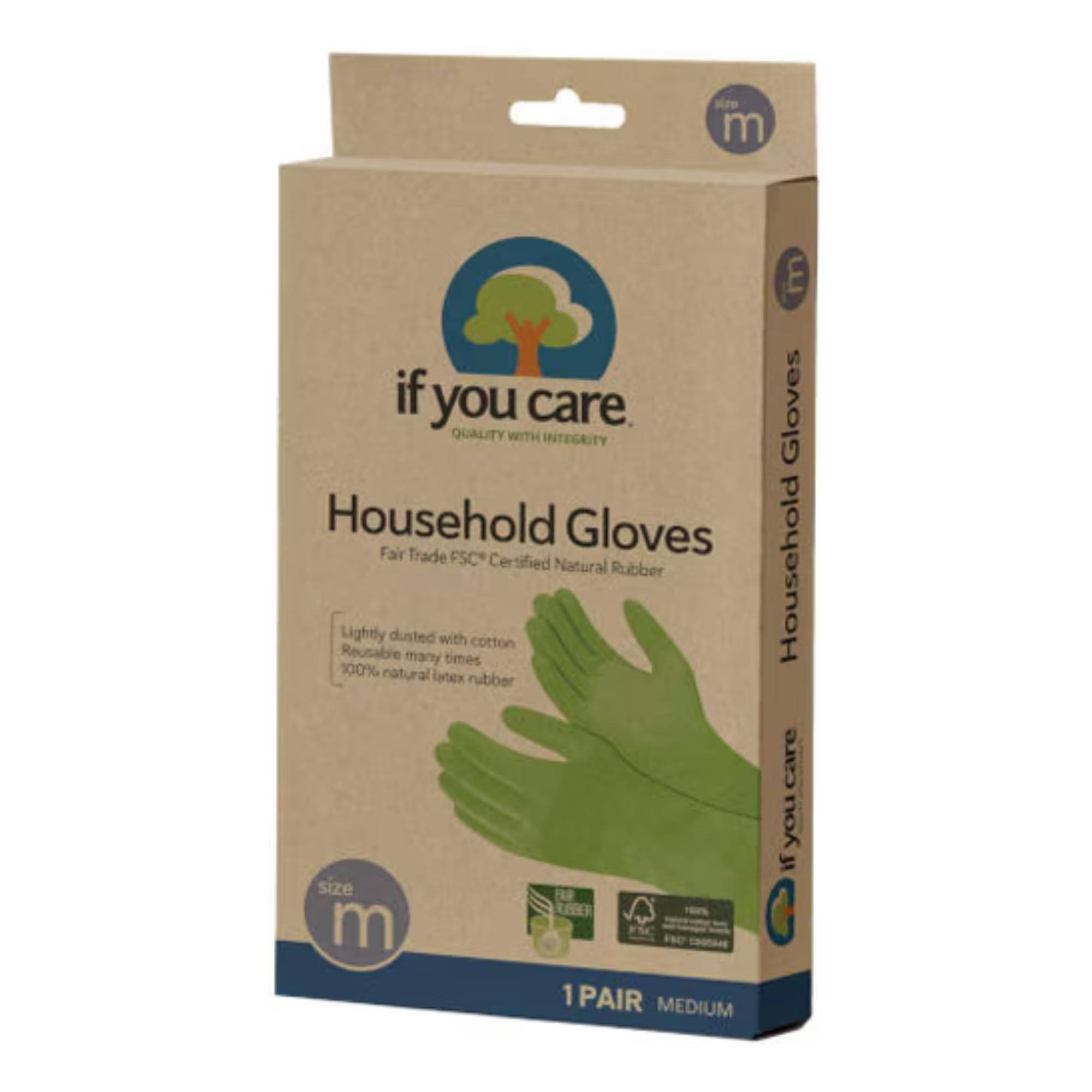 If You Care Medium Cotton Flock Lined Household Gloves – Durable, Reusable, Fair Trade Rubber – 1 Pair