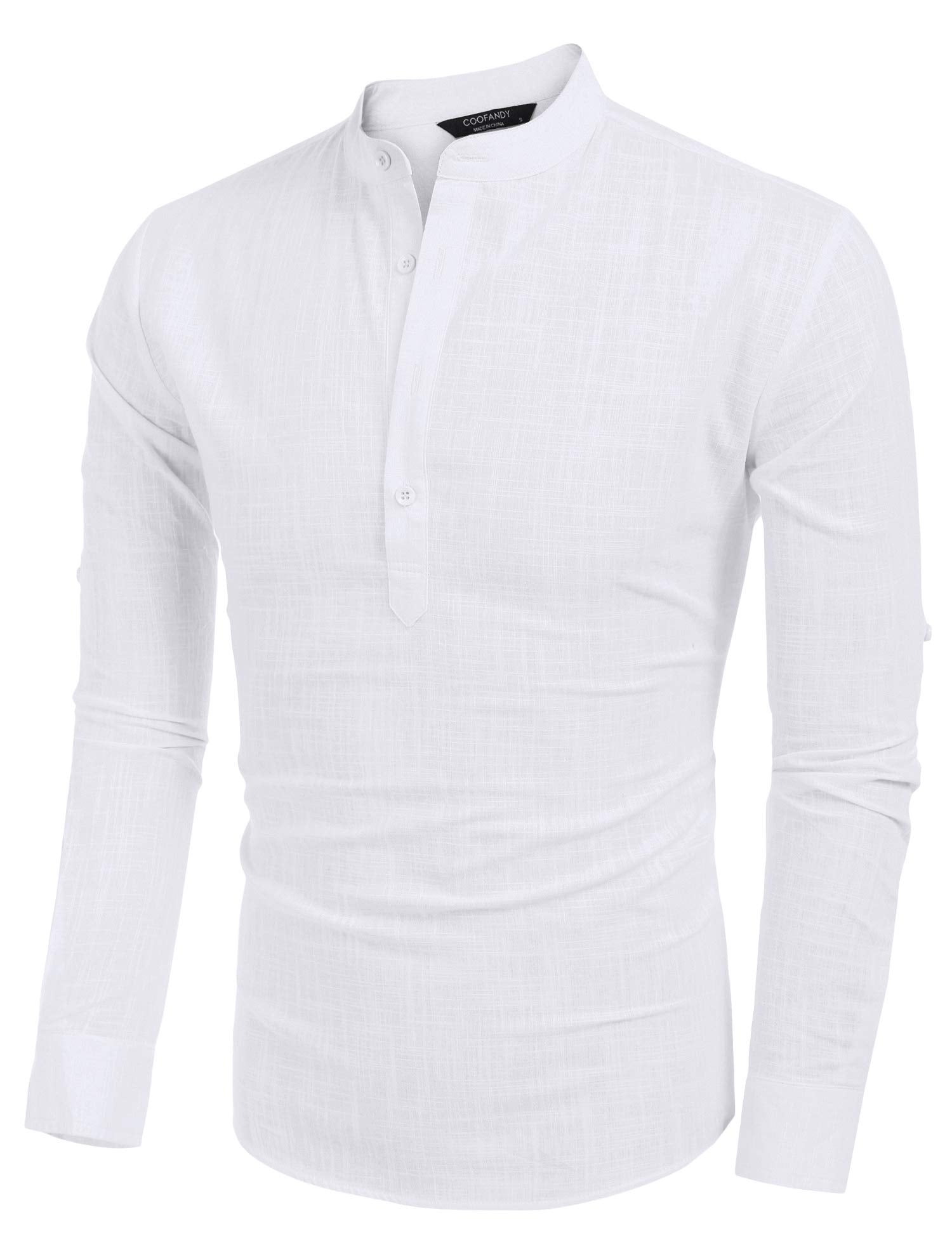 COOFANDY Men's Cotton Linen Shirts Long Sleeve Casual T-Shirts Hippie Summer Beach Tops