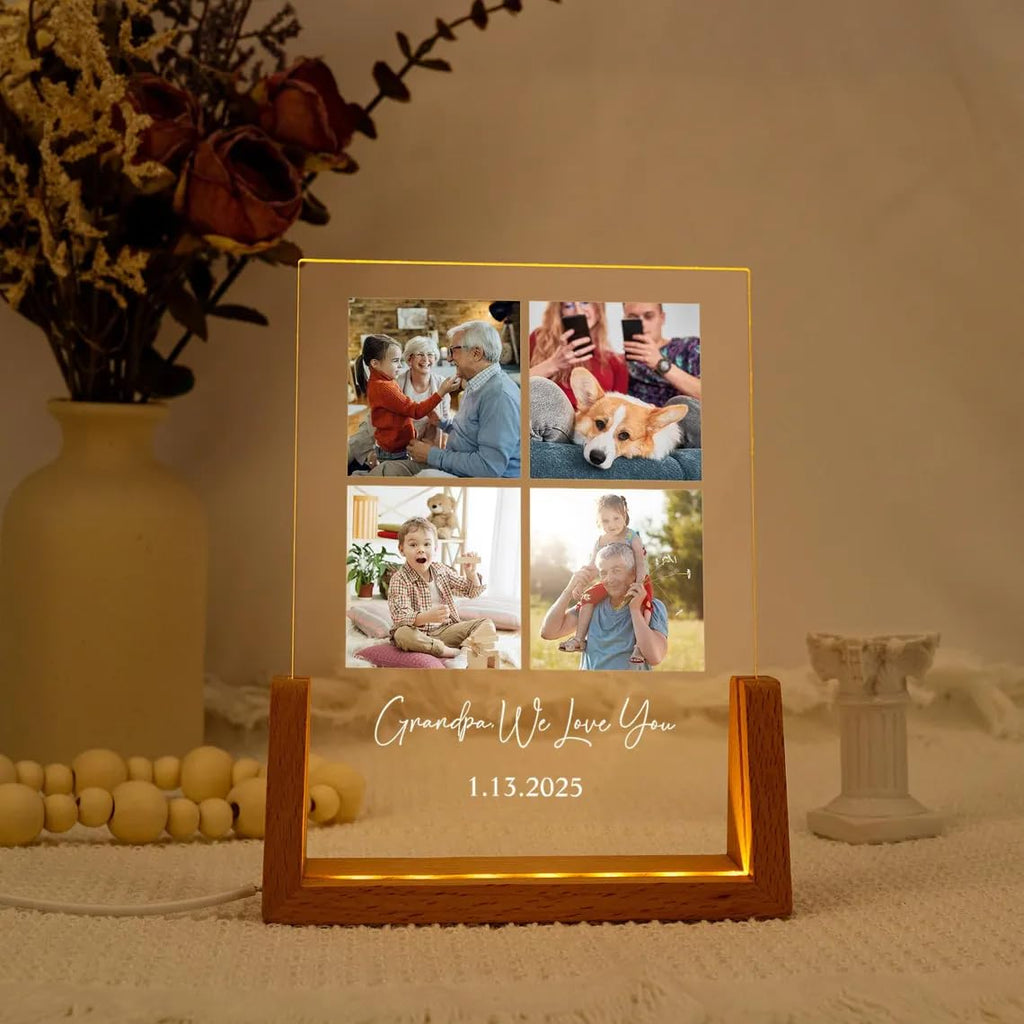 Personalized Picture Frame with Photo,Custom Gifts with Night Light,Personalized Anniversary Birthday Gifts for Women Men Her Him Boyfriend Girlfriend
