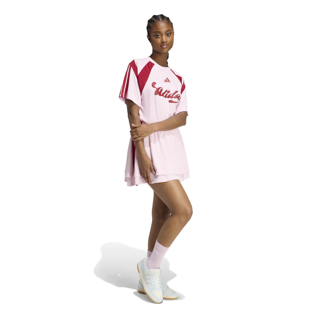 adidas Women's House of Tiro Mesh Skirt, Clear Pink/Maroon, Medium
