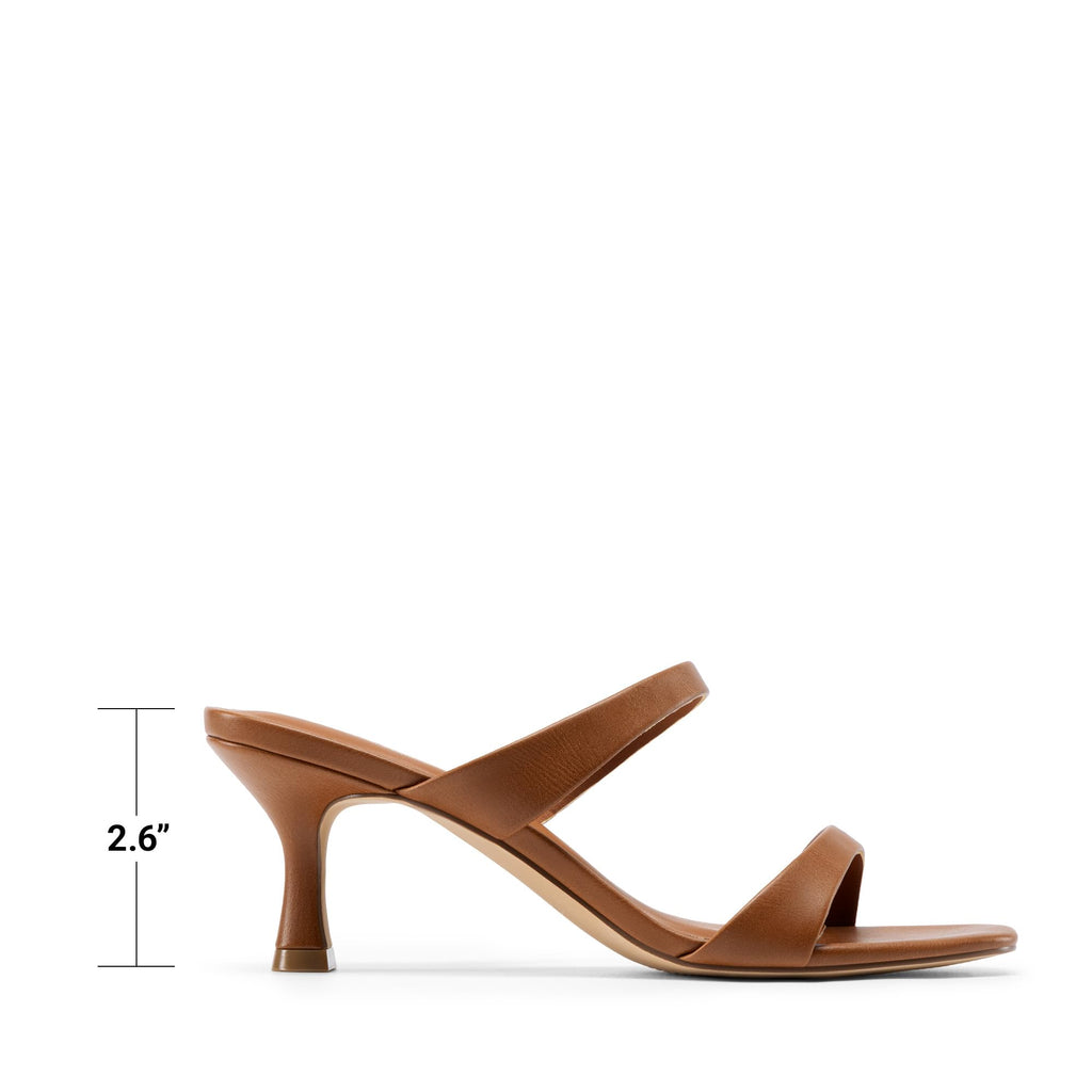 DREAM PAIRS Women's Low Kitten Heels Square Toe Two Strap Heeled Sandals Dress Casual Summer Mules Shoes,Size 9.5,Brown,SDHS26012W