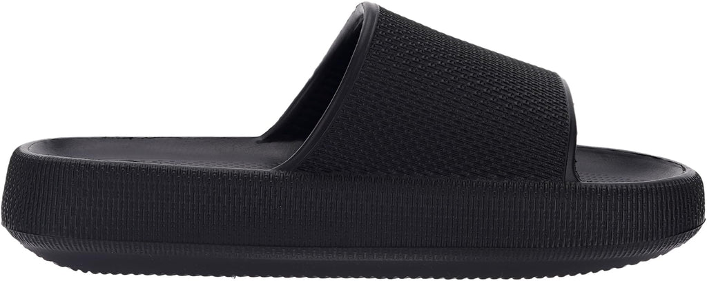 BRONAX Pillow Slippers for Women and Men | House Slides Shower Sandals | Cushioned Thick Sole 42-43 Black
