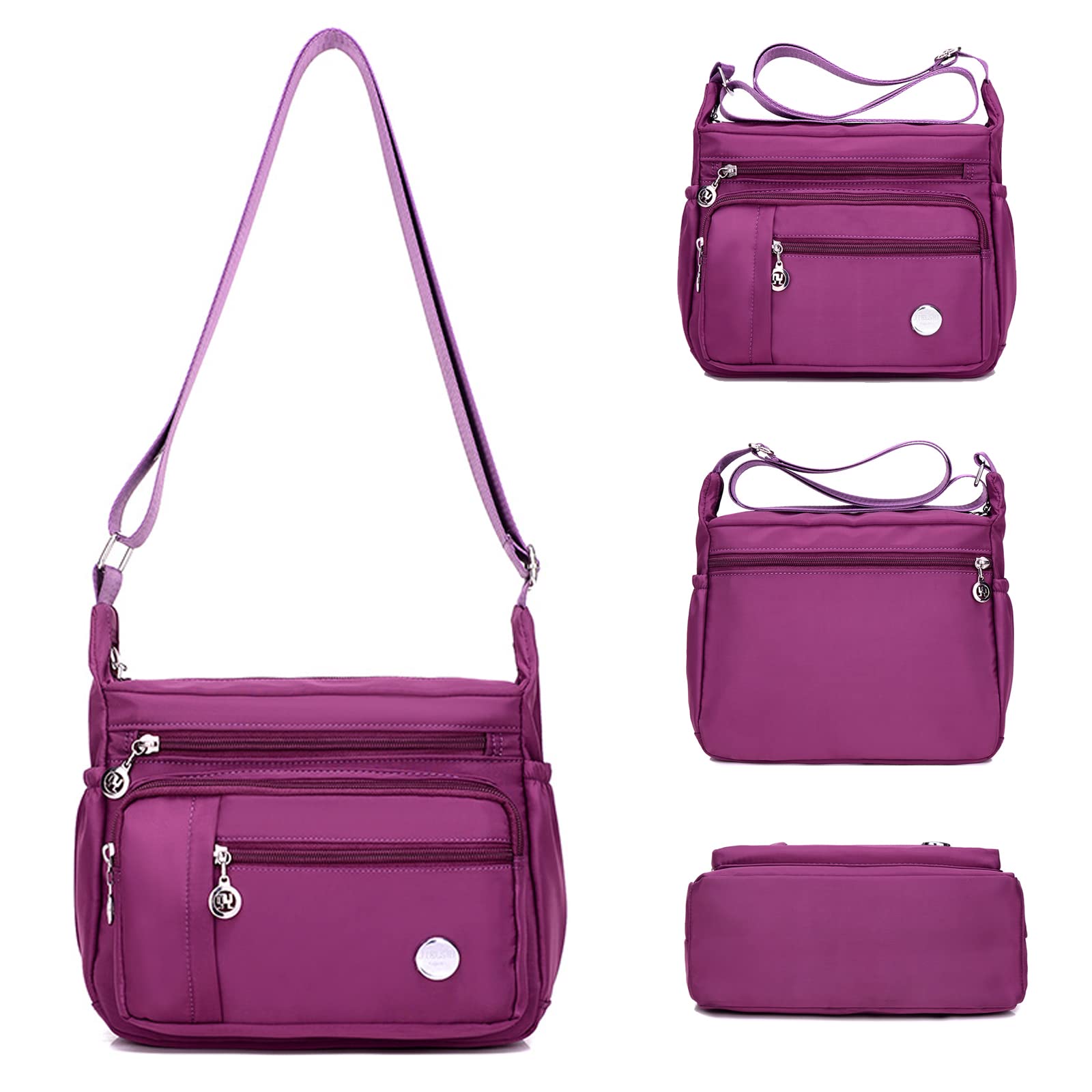 Blostirno Women's Crossbody Bag Nylon Waterproof Shoulder Handbags Purses Travel Bags with Muitipockets Black L