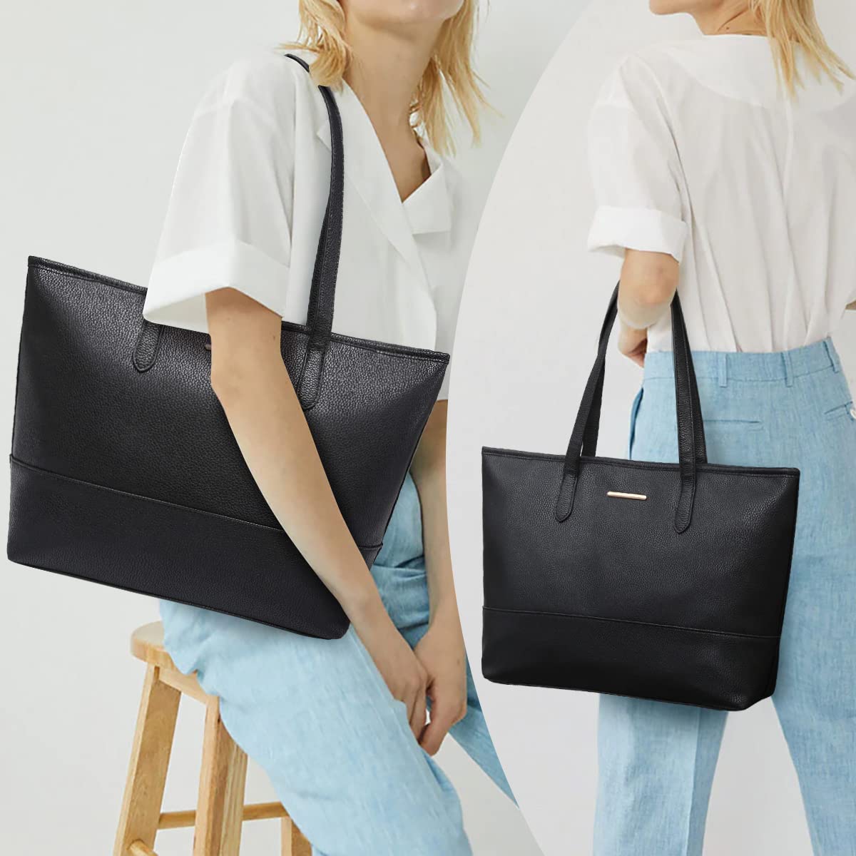 VANSARTO Fashion Handbags Wallet and Purses for Women Large Work Tote Bag Top Handle Satchel Shoulder Bag 3pcs Hobo Purse Set, Black